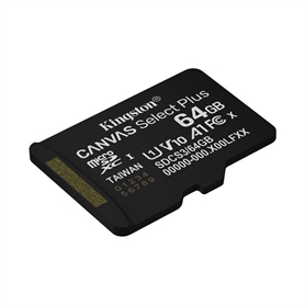 Kingston 64GB micsdxc canvas select plus Gen3 100R a1 single pack w/o adp SDCS3/64GBSP -  - 0740617348439
